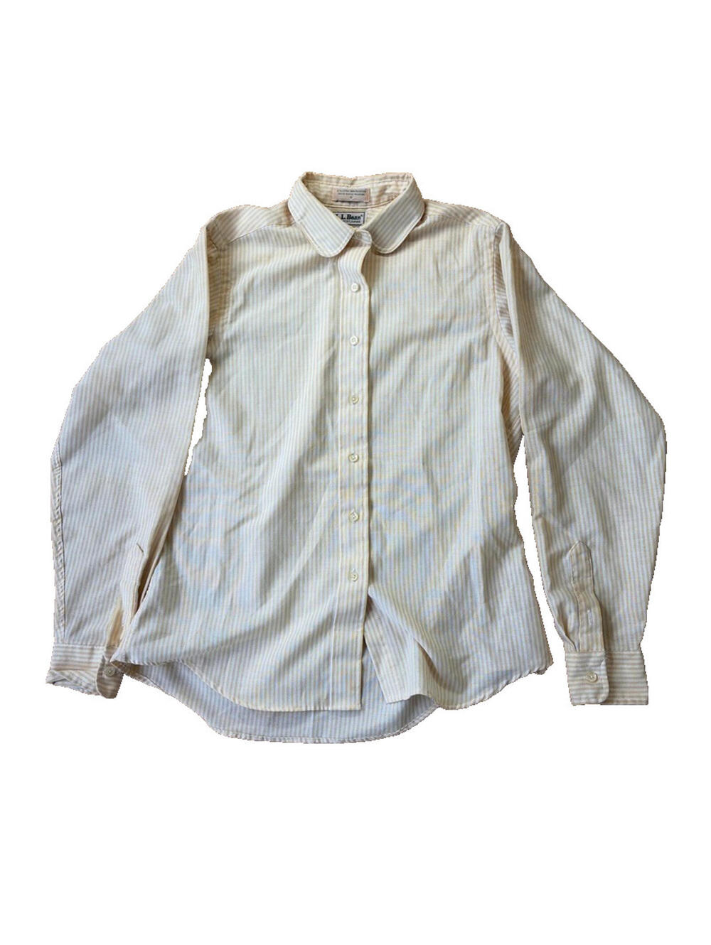 LL Bean Shirt Women's 16 Yellow Striped Long Sleeve Button Down Front USA Made